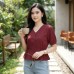 blouse wanita wolfis premium lengan karet puff